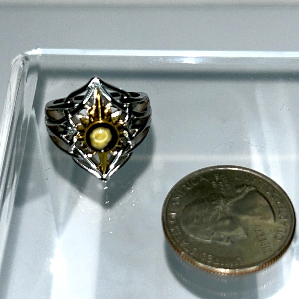 NWOT Michael Anthony Nativity Stone Hypoallergenic Stainless Steel & Gold Ring - Picture 9 of 9